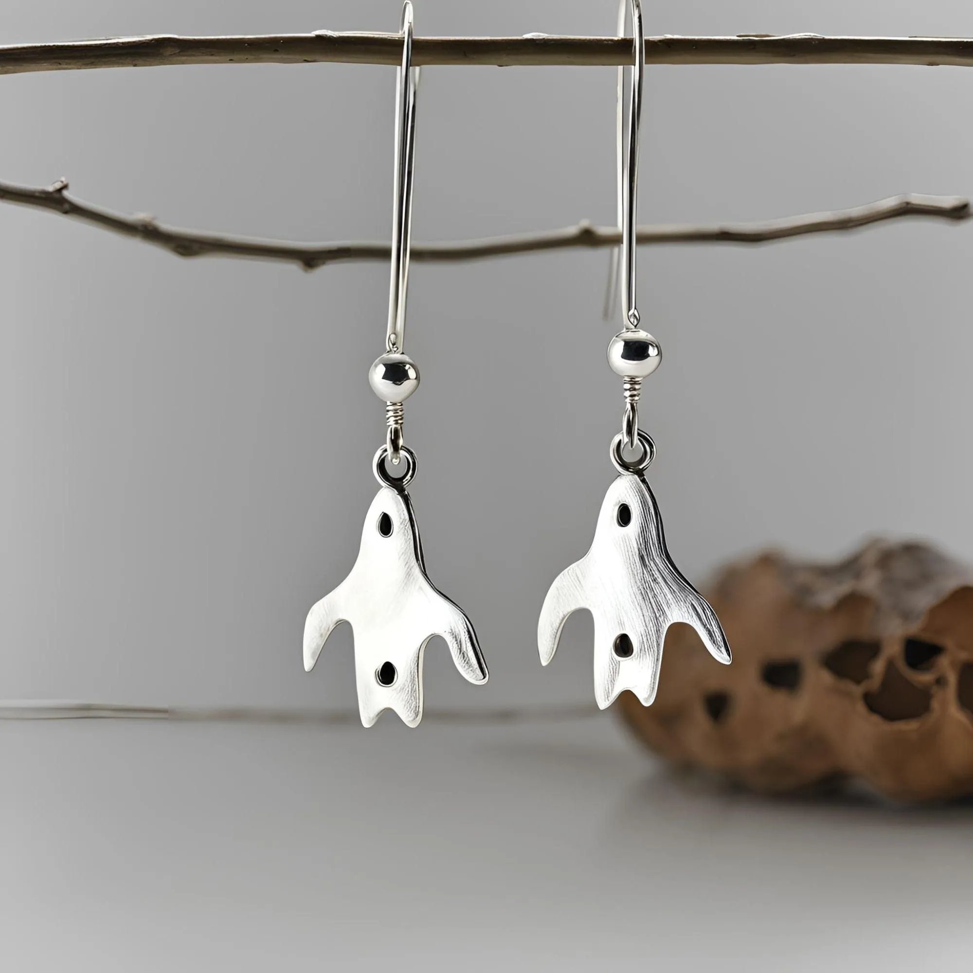 Calypso Ghost Sterling Silver Halloween Earrings