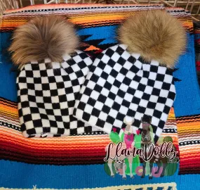 Checkered Pom Beanie