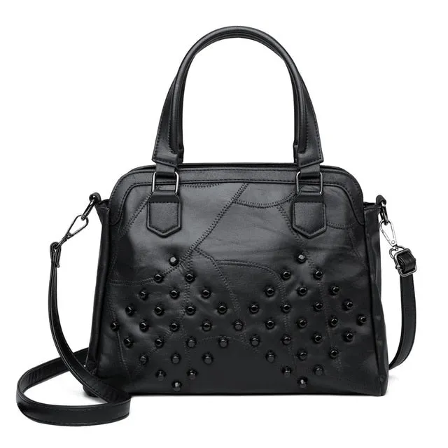 Crossbody Sheepskin Leather Tote Hands & Shoulder Bags