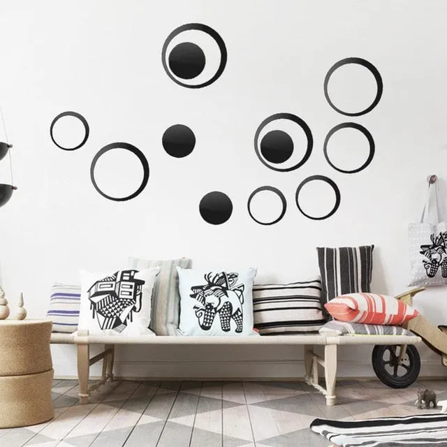 DIY Circles Wall Mirror Stickers Vinyl Art Mural Wall Sticker Room Decoration Sofa TV Background  Home Wall Decor Dropshipping
