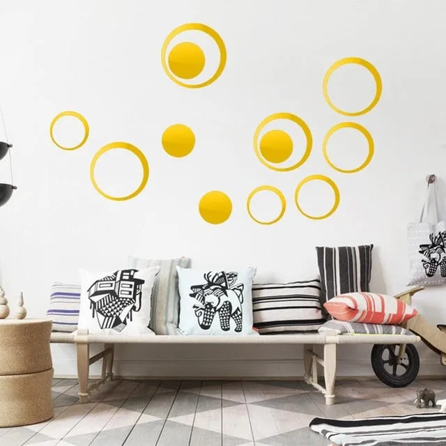 DIY Circles Wall Mirror Stickers Vinyl Art Mural Wall Sticker Room Decoration Sofa TV Background  Home Wall Decor Dropshipping