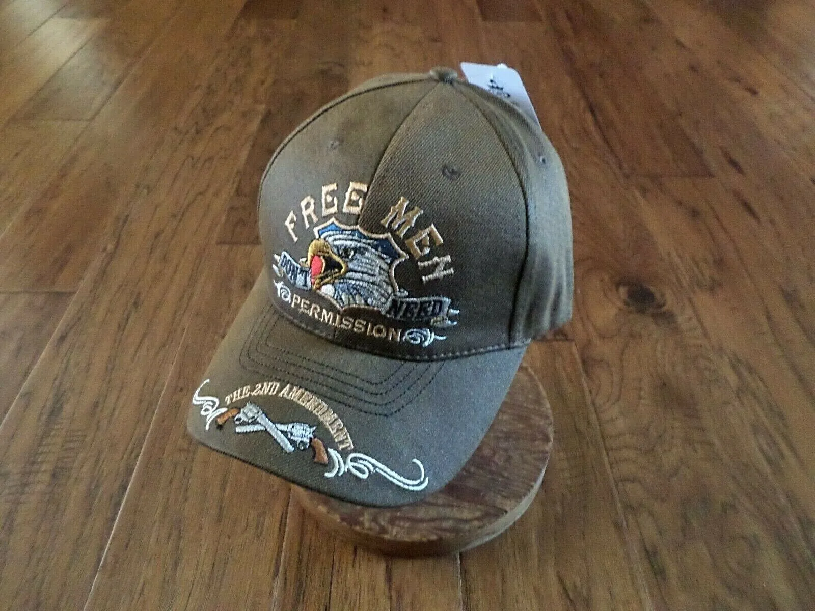 FREE MEN 2nd AMENDMENT PREMIUM OILSKIN 6 PANEL CAP EMBROIDERED HAT