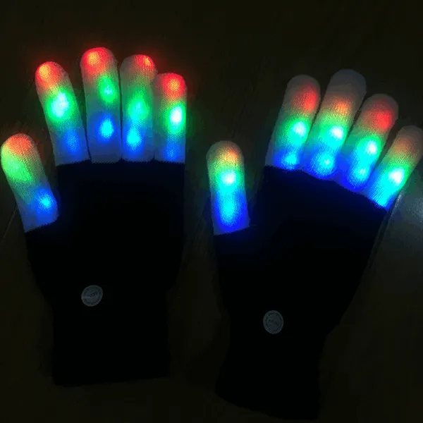 Full Finger LED Rave Gloves - Five Pack Discount