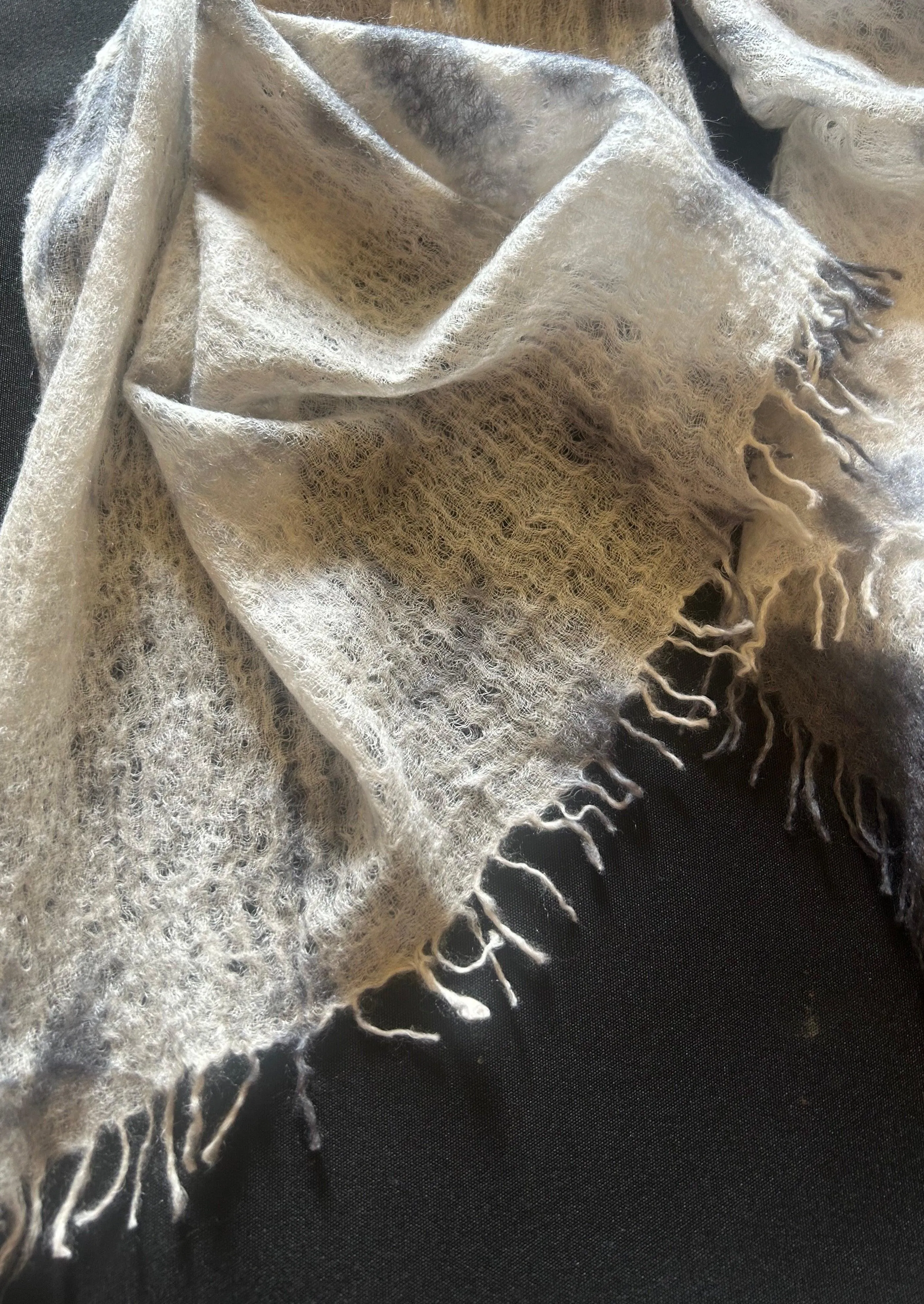 Heavy Felted Scarf -Hand Tie Dyed Grey SOLD OUT