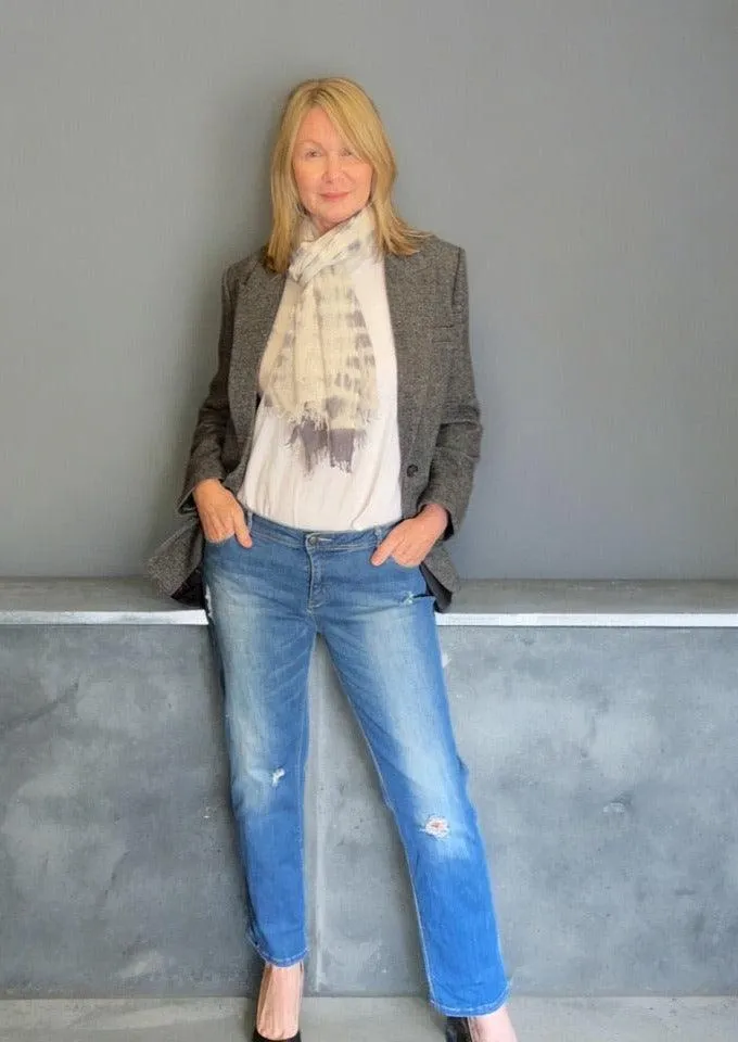 Heavy Felted Scarf -Hand Tie Dyed Grey SOLD OUT