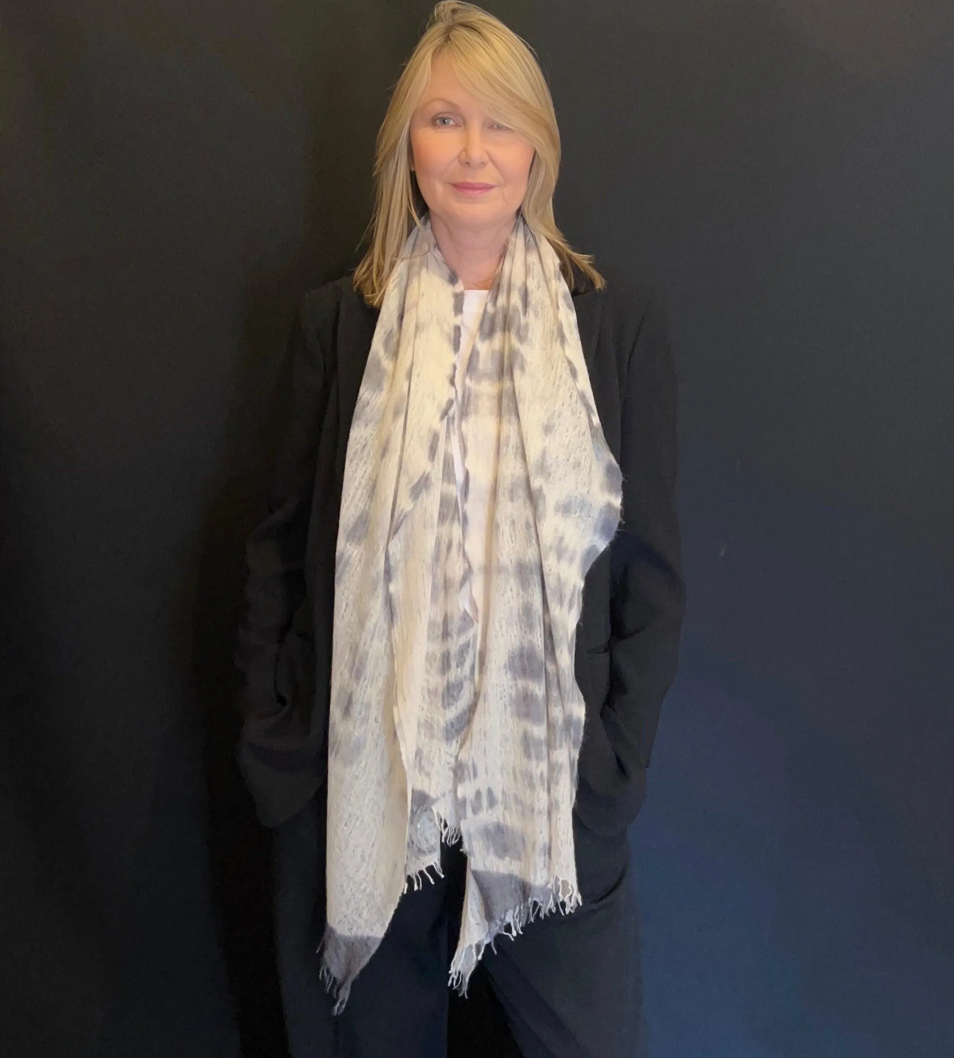 Heavy Felted Scarf -Hand Tie Dyed Grey SOLD OUT