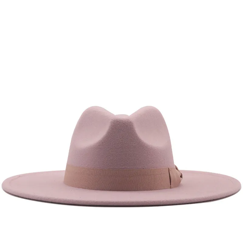 Jazz Top Hat Autumn And Winter New Men's And Women's Woolen Hats Simple Felt Big Brim Hat