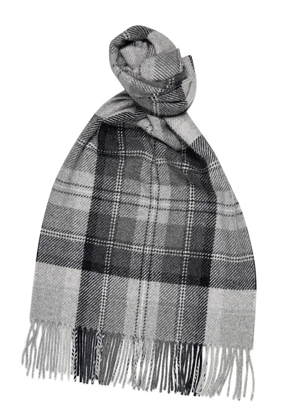Joshua Ellis 100% Cashmere Scarf Grey x Black x White
