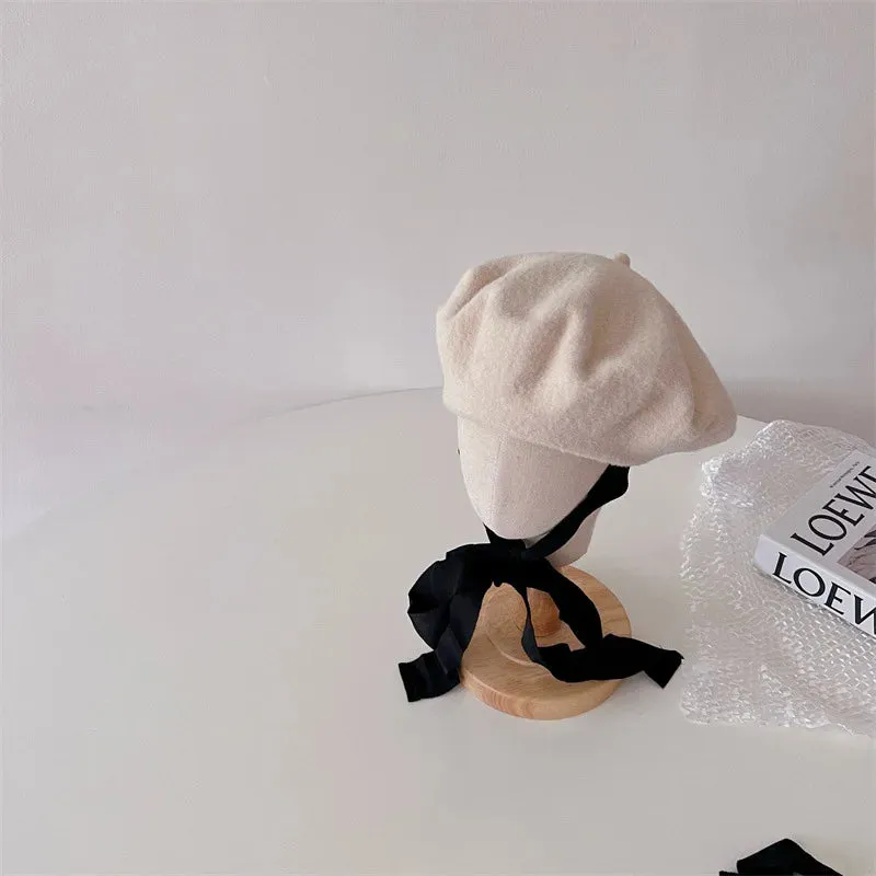 Kids Woolen Lace Up Beret Hat