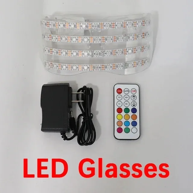 LED Growing Gloves&Glasses Light Up Glasses Rave Costume Decor DJ Dance Performances Luminous Props Party Decoration