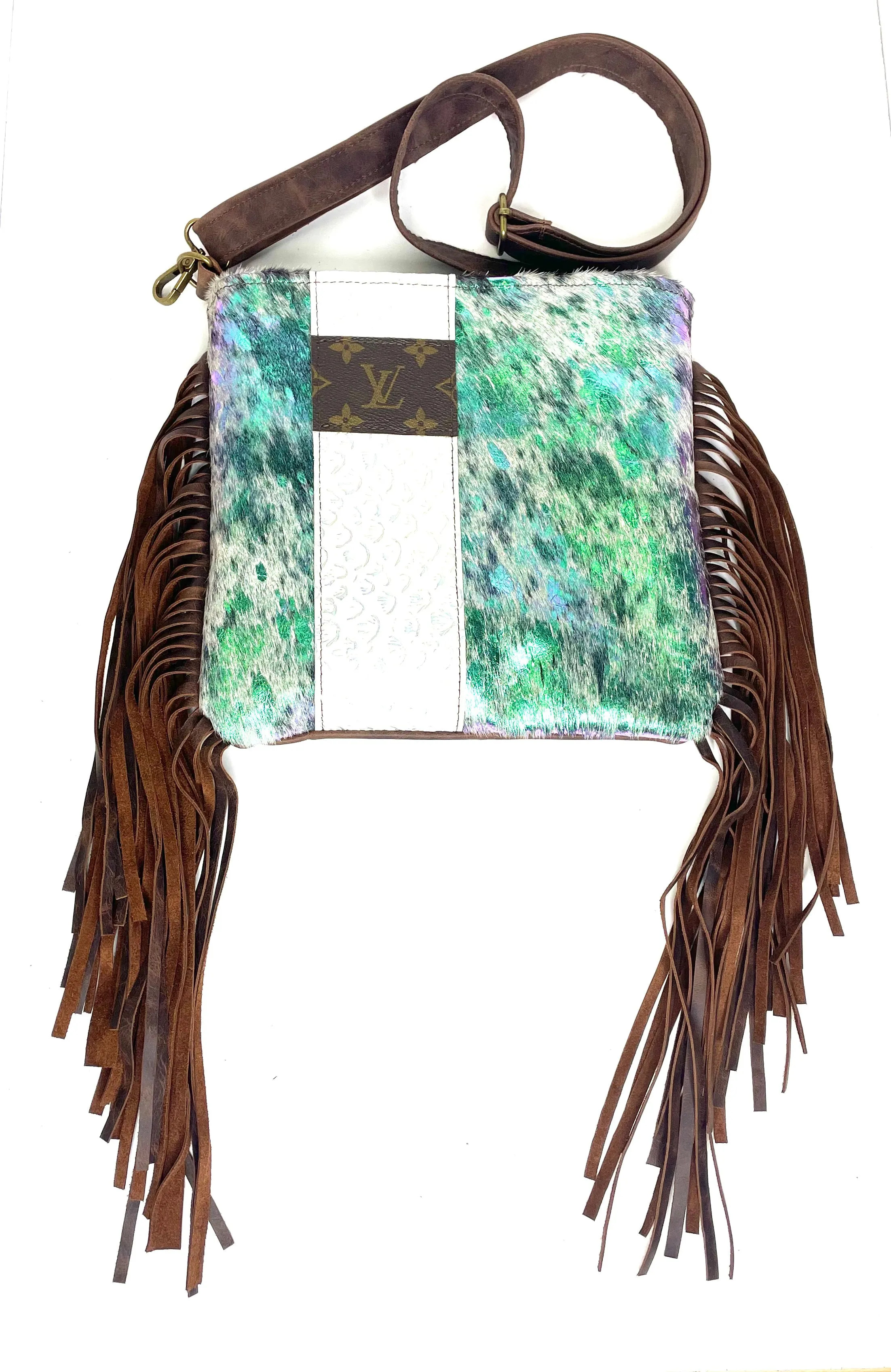 Medium Crossbody iridescent acid washed with khaleesi strip