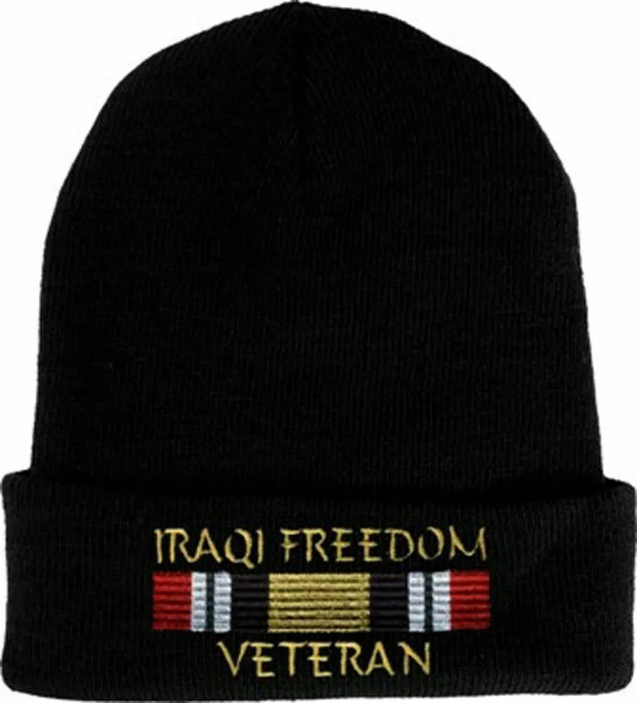 MILITARY STYLE WATCH CAP IRAQI FREEDOM VETERAN 2PLY COLD WEATHER BEANIE IRAQ WAR
