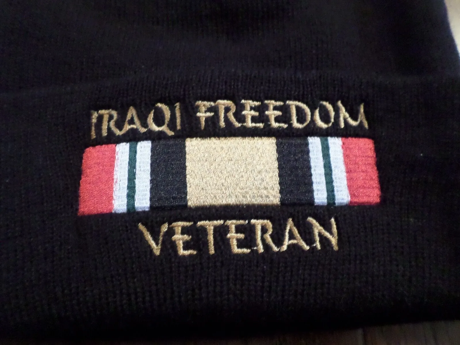 MILITARY STYLE WATCH CAP IRAQI FREEDOM VETERAN 2PLY COLD WEATHER BEANIE IRAQ WAR