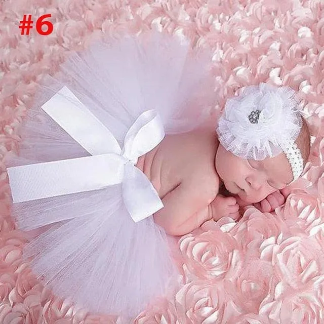 Newborn Baby Girl Tulle Tutu Skirt and Flower Headband Set Photograph Props Gift Set