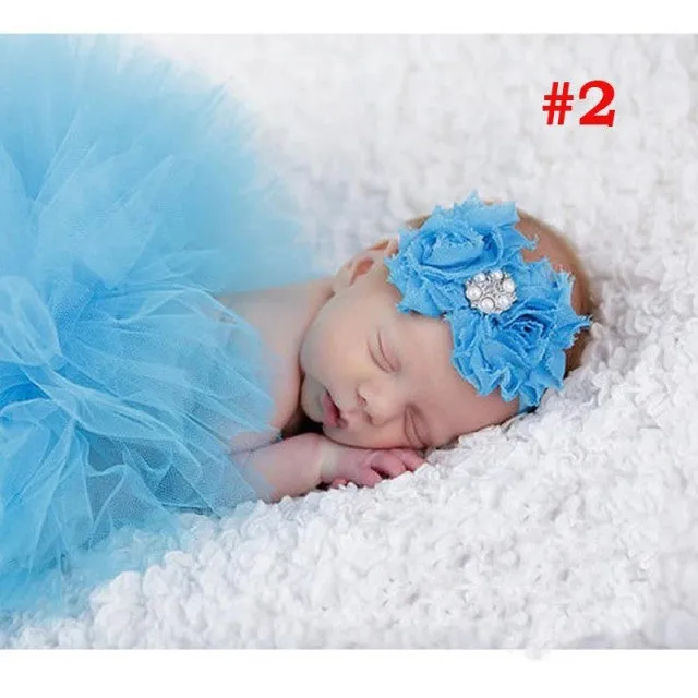 Newborn Baby Girl Tulle Tutu Skirt and Flower Headband Set Photograph Props Gift Set