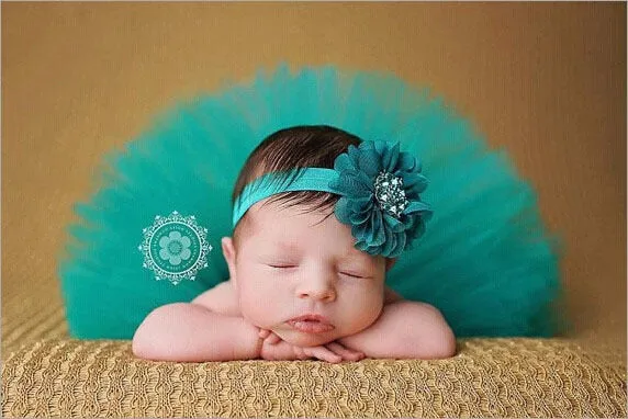 Newborn Baby Girl Tulle Tutu Skirt and Flower Headband Set Photograph Props Gift Set