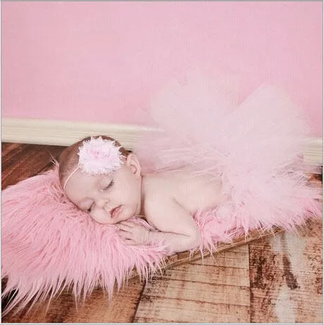 Newborn Baby Girl Tulle Tutu Skirt and Flower Headband Set Photograph Props Gift Set