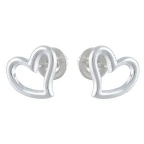 Open Heart Silver Stud Earrings