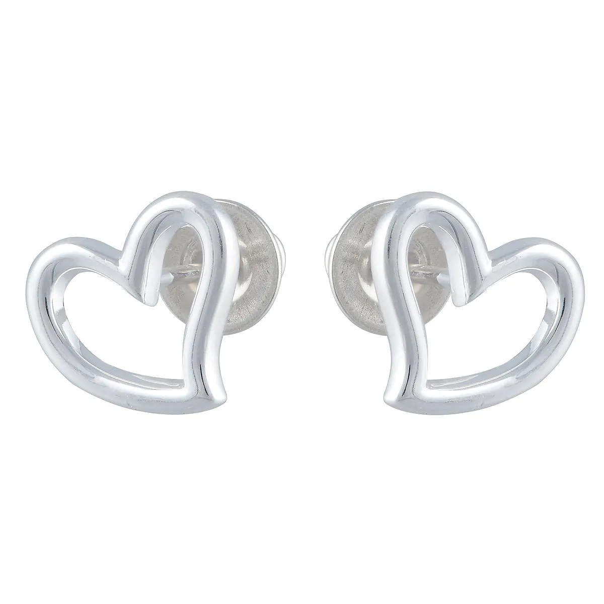Open Heart Silver Stud Earrings