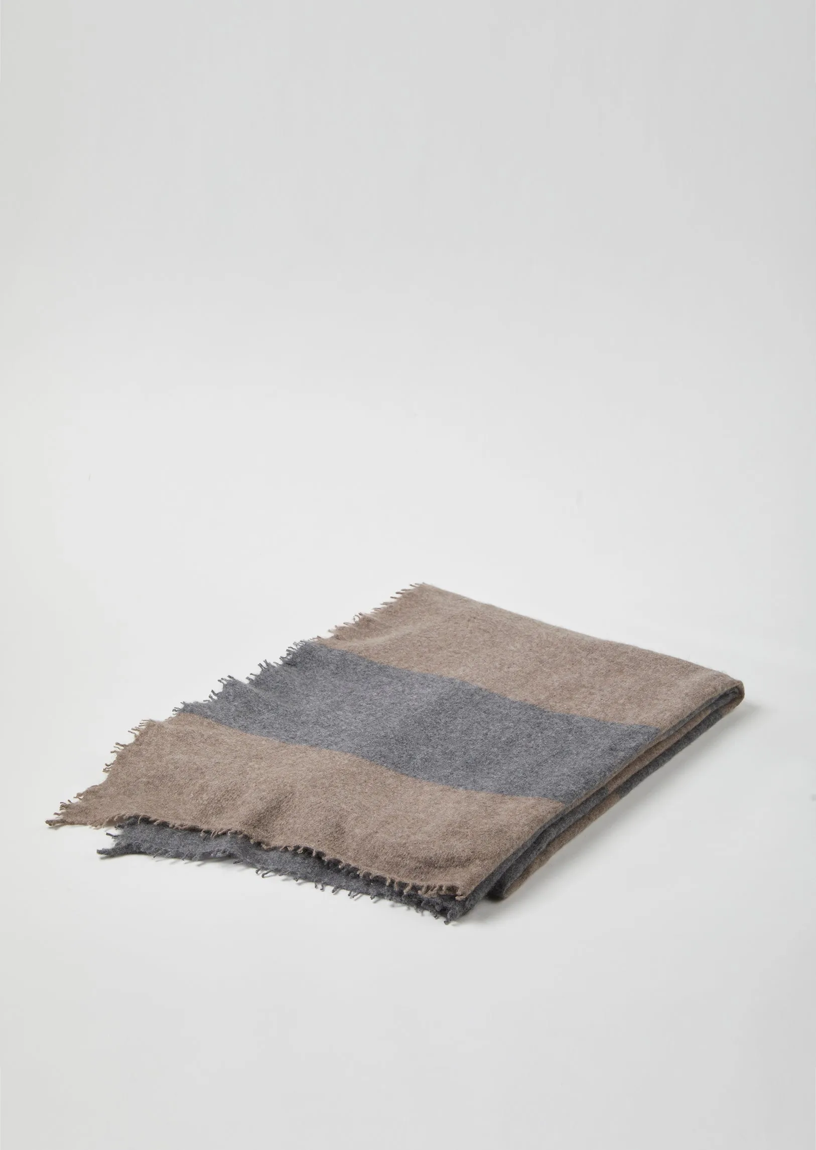 Open knitted Throw Block Stripe (CASHMERE) Charcoal
