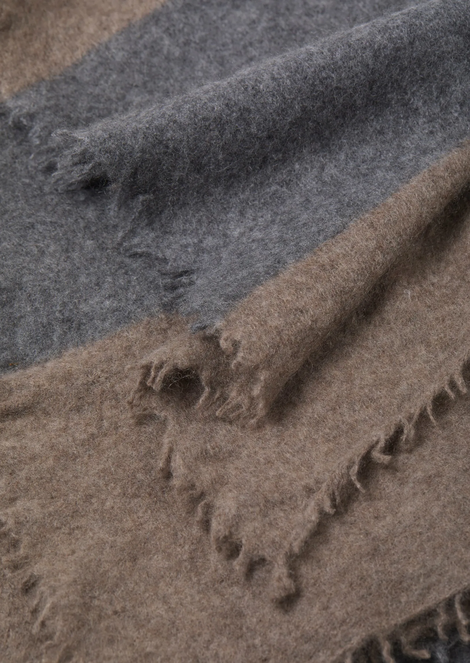 Open knitted Throw Block Stripe (CASHMERE) Charcoal
