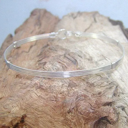 Plain Sterling Silver Wire Wrapped Stackable Bracelet  SSSS