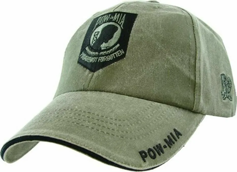 POW/MIA PRISONER OF WAR HAT EMBROIDERED U.S MILITARY BALL CAP OD GREEN