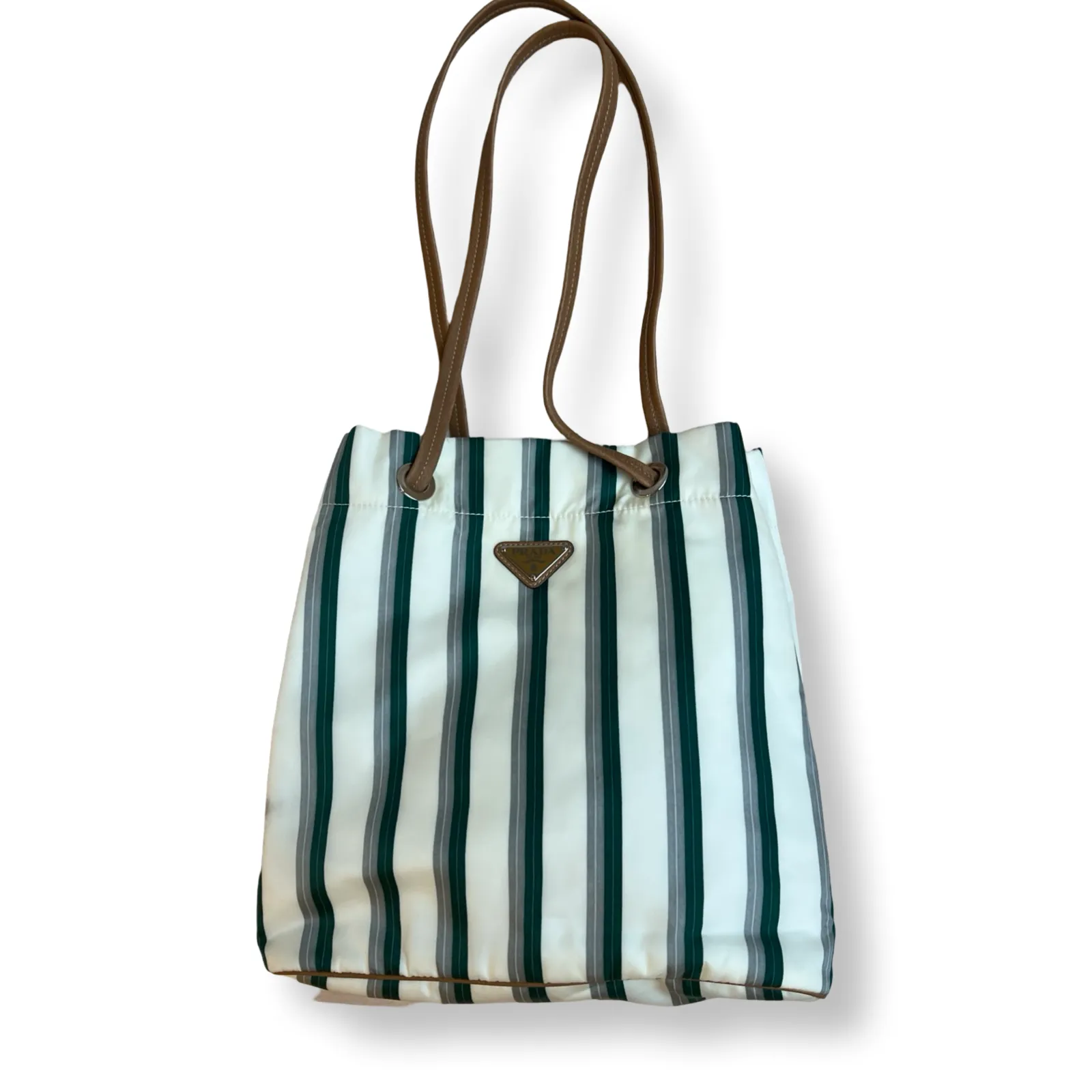 Prada Striped Nylon Tote