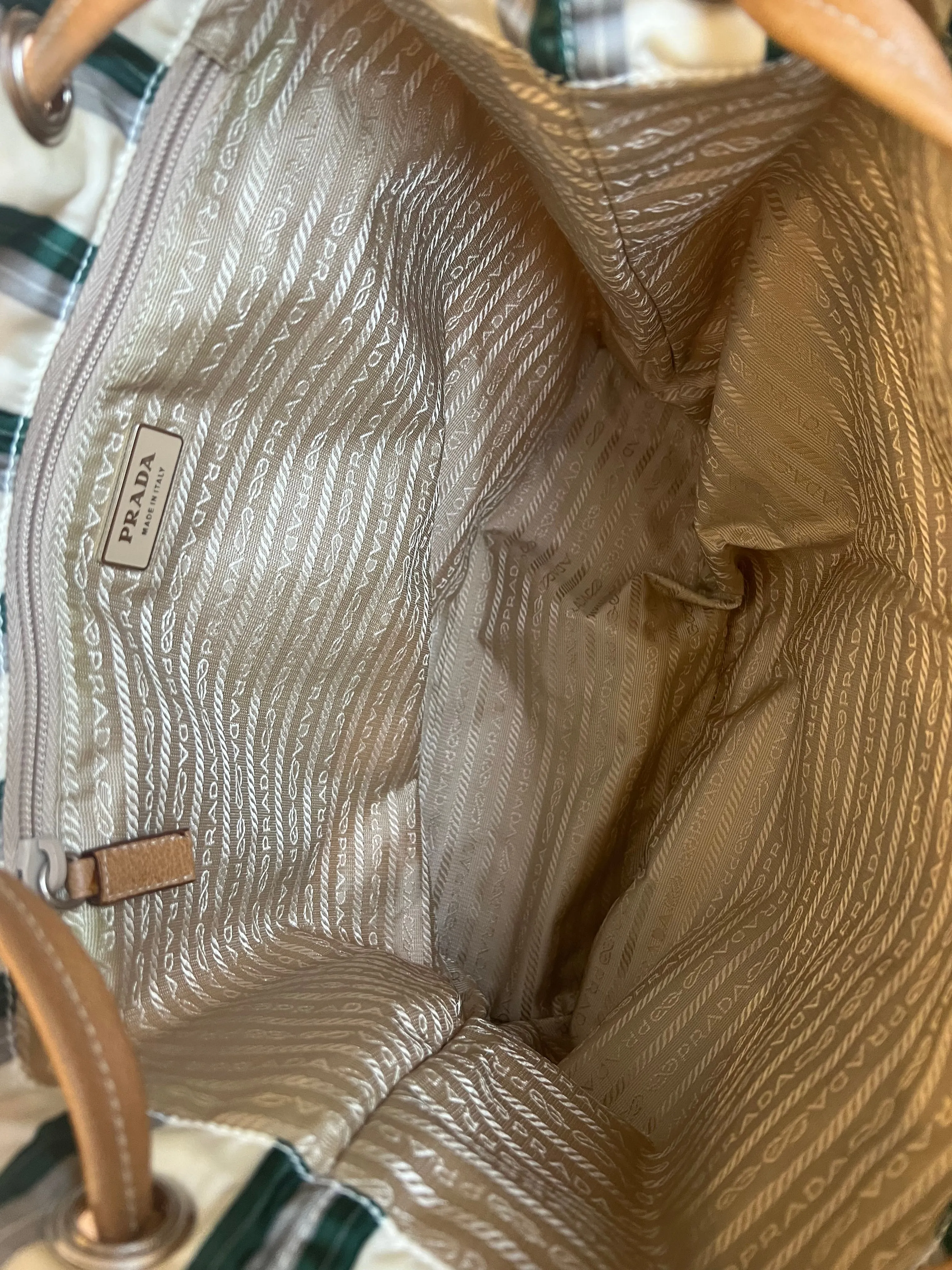 Prada Striped Nylon Tote