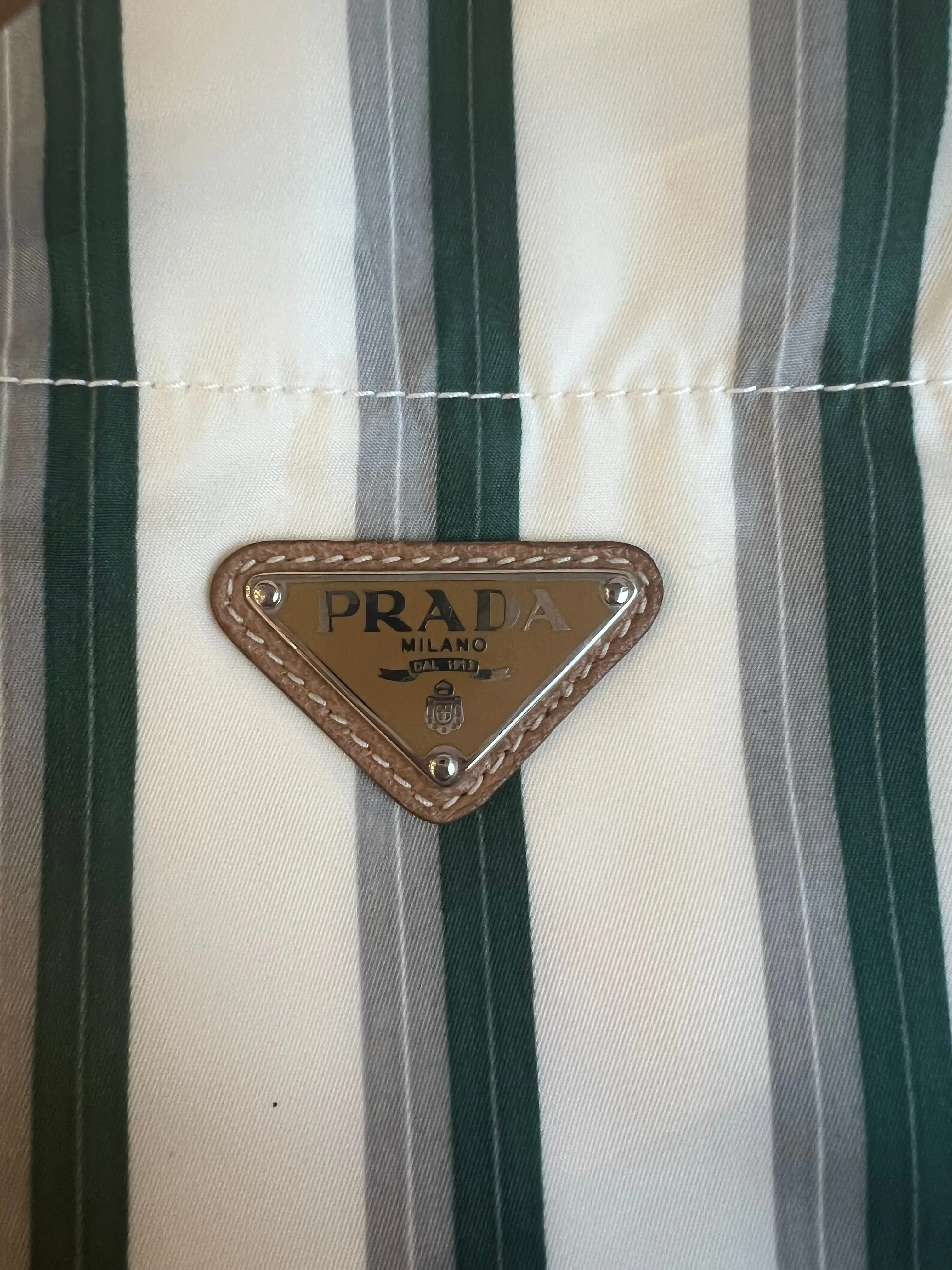 Prada Striped Nylon Tote