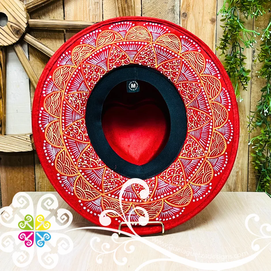 Red Corazon Mitla Velvet Hat - Peek-a-Boo Hand Painted Hat