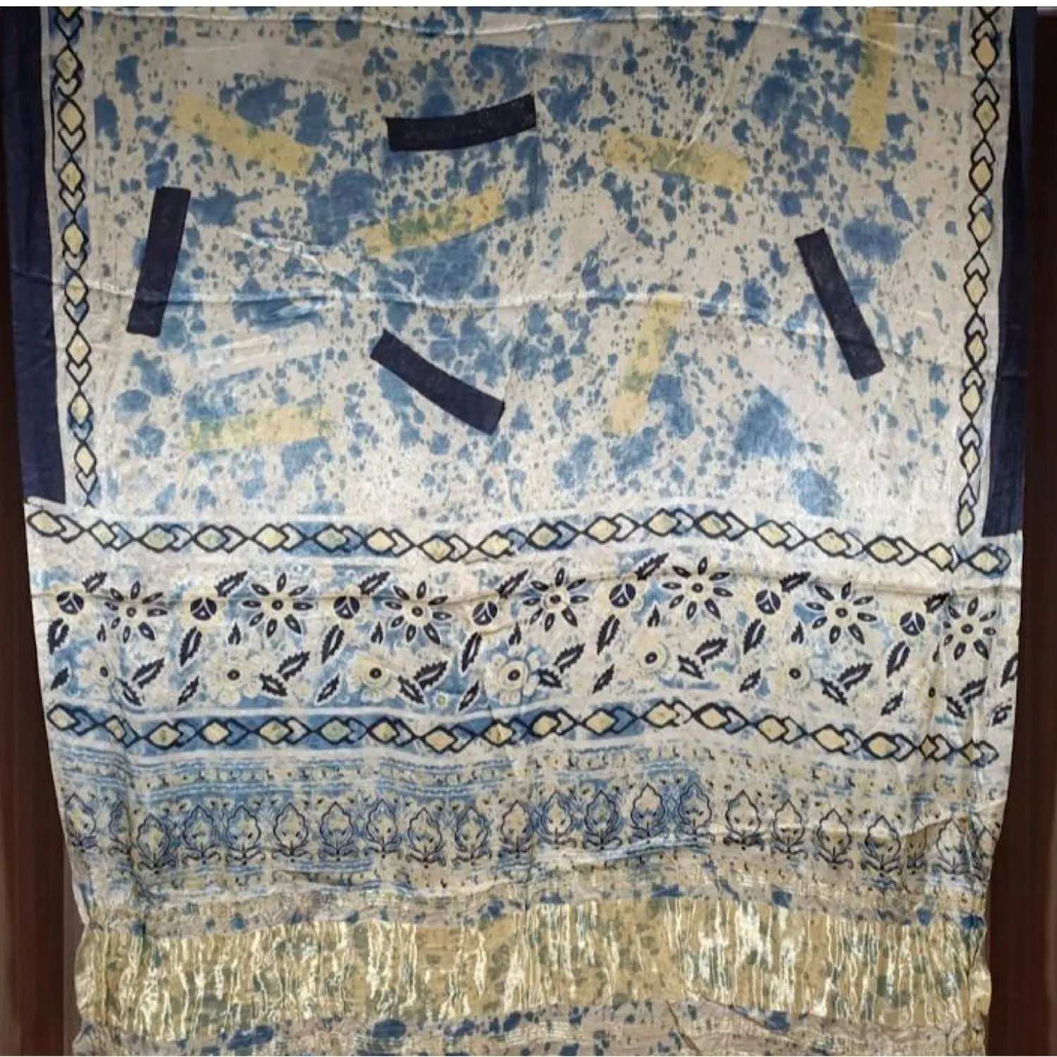 Sanohi Zari Border Ajrakh Dupatta | Modal Silk | Hand-Crafted | Ivory