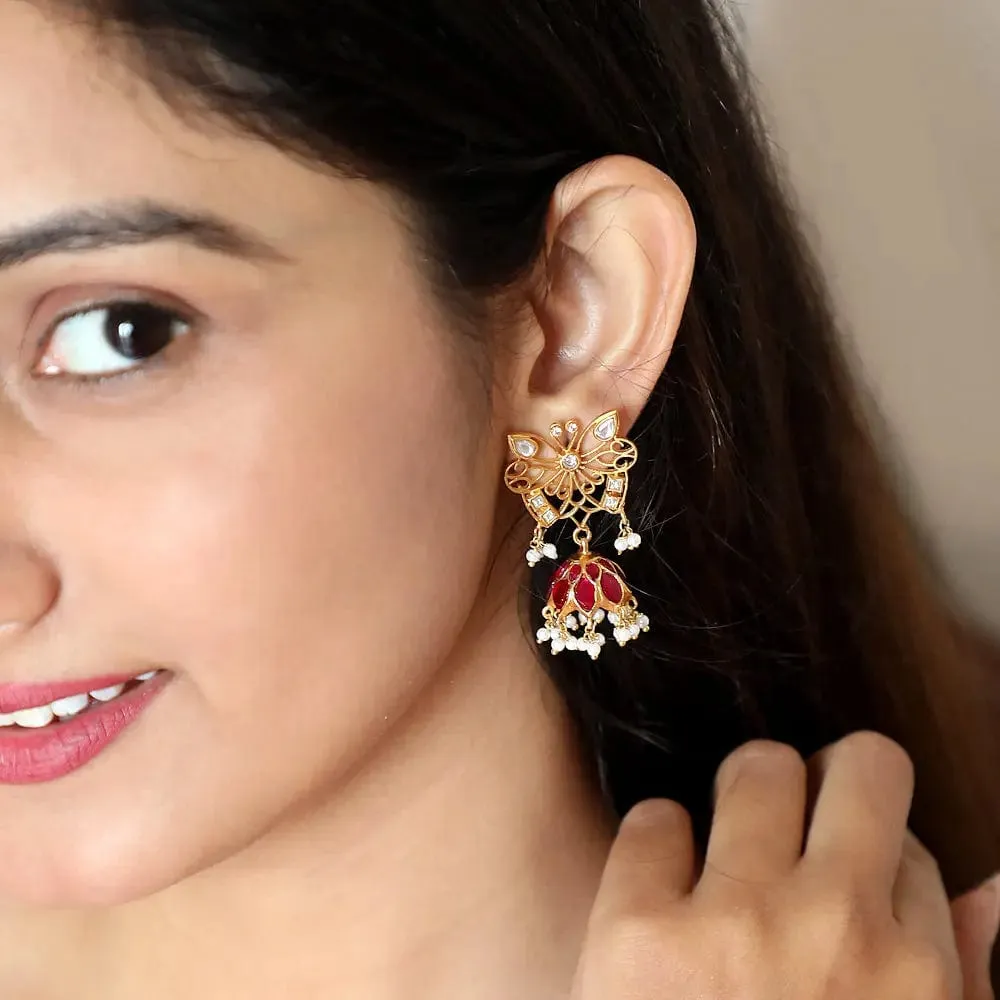 Silver Butterfly Jhumka