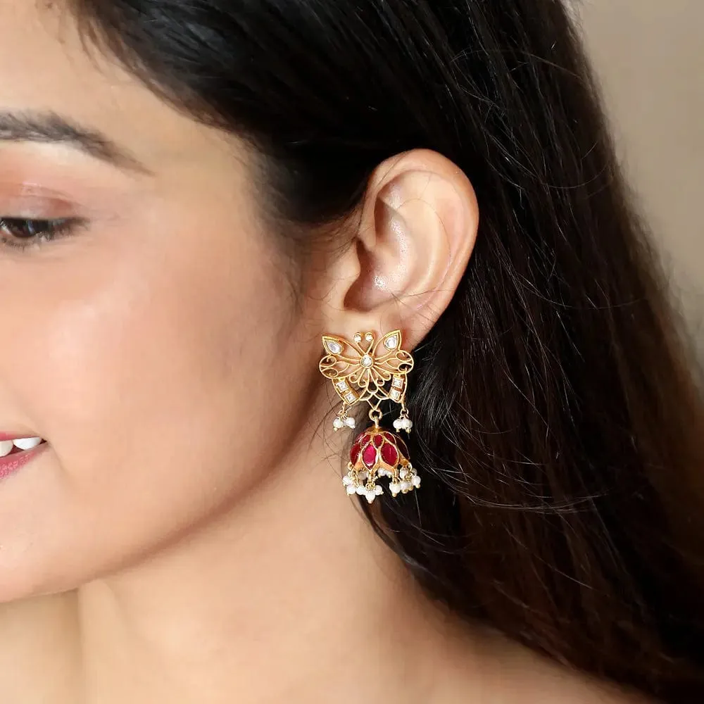 Silver Butterfly Jhumka