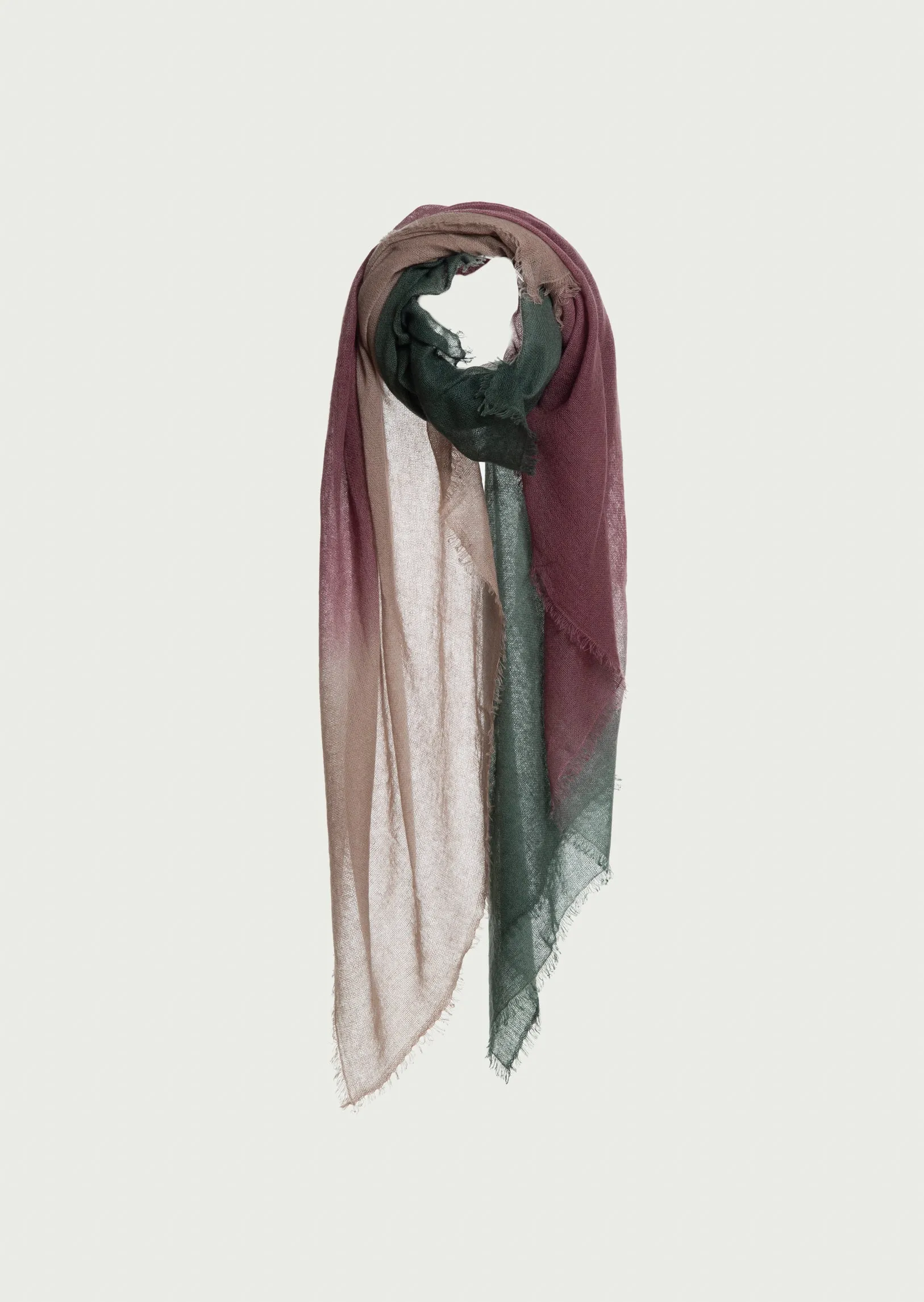 SOHO DEGRADEE SHAWL ( BABY CASHMERE ) - Forest & Burgundy & Horn