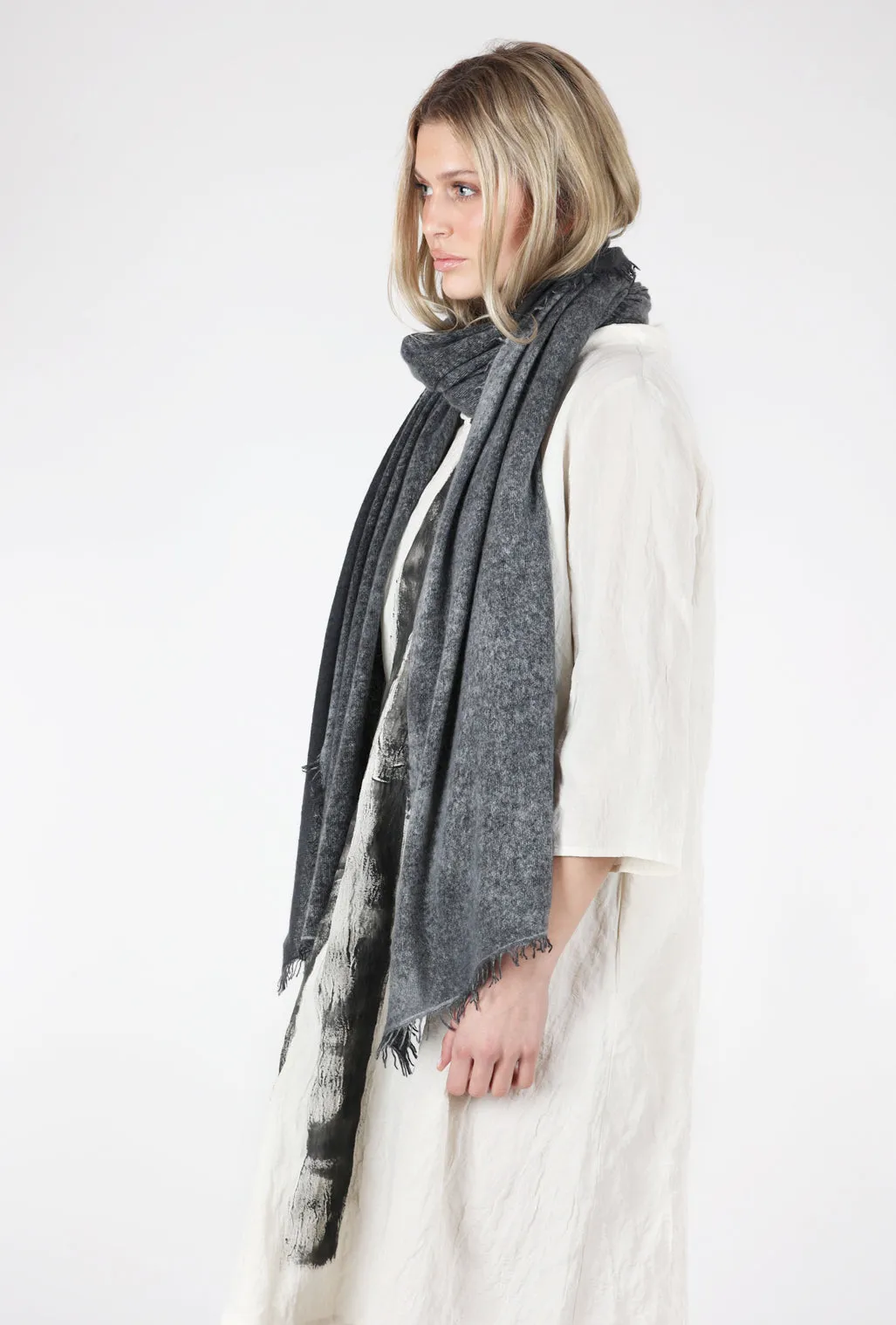 Spray Art Felted Cashmere Scarf, Ash