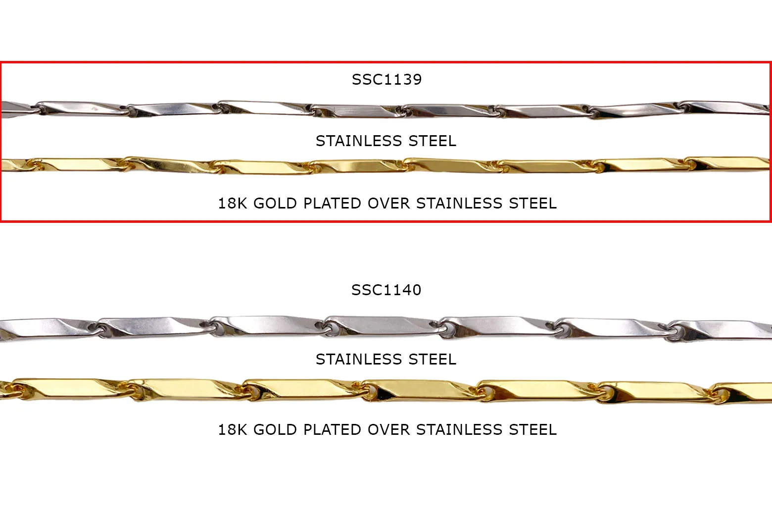 SSC1139 Stainless Steel Decorative Bar Chain 3.5mmx14.7mm