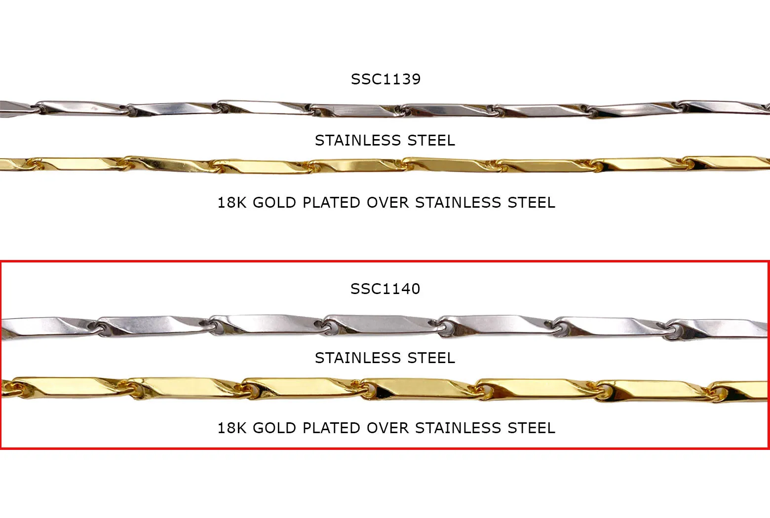 SSC1140 Stainless Steel Decorative Bar Chain 4mmX14.9mm