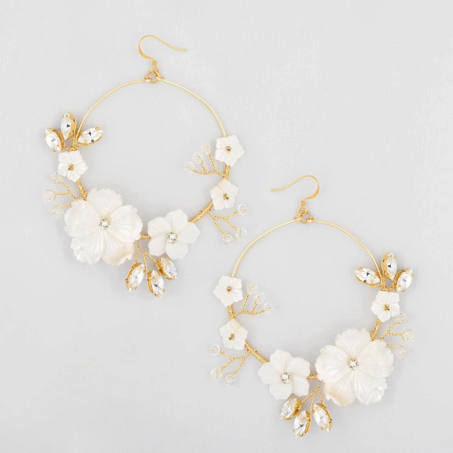 Statement gold floral hoop wedding earrings - 'Ariadne'