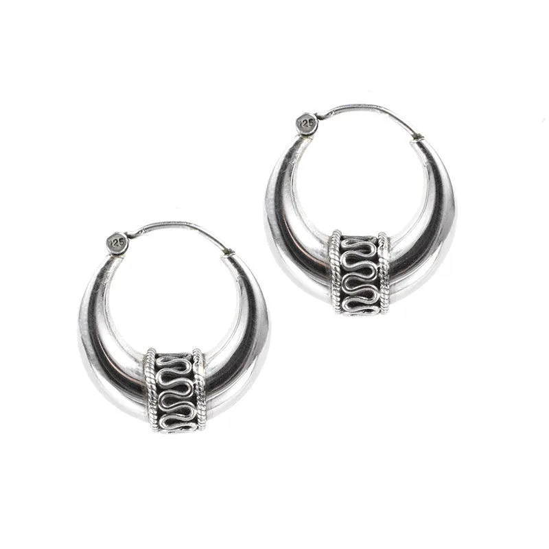 Sterling Silver Indian Kundal Earrings