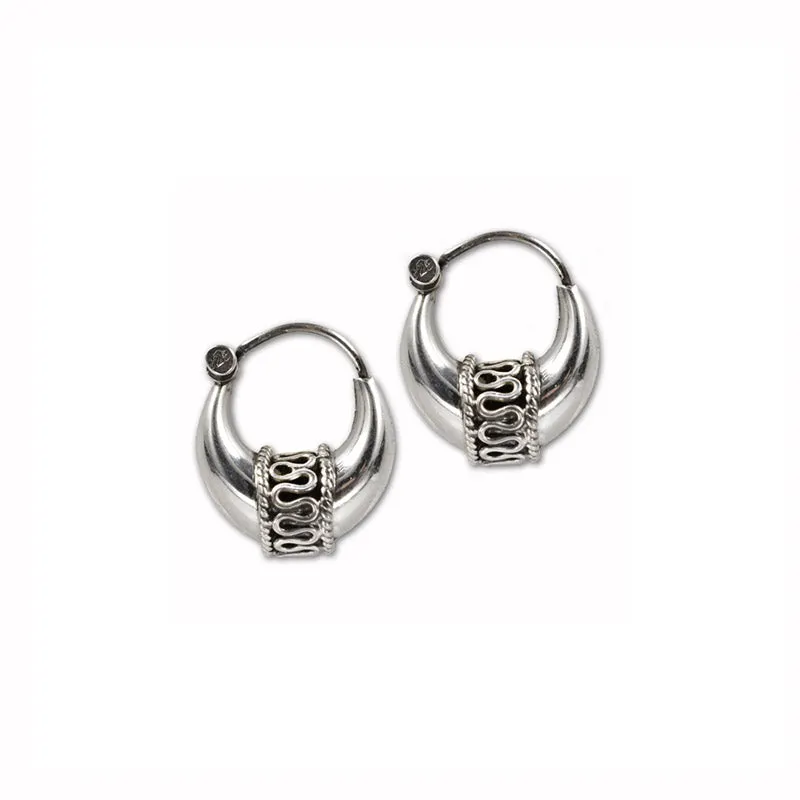 Sterling Silver Indian Kundal Earrings