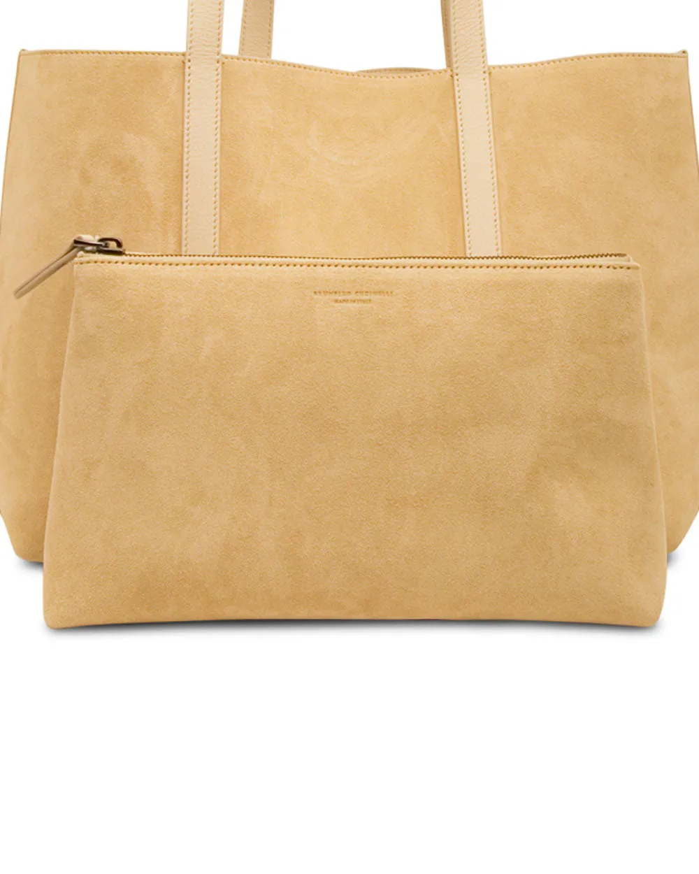 Straw Soft Suede Tote with Monili Bar