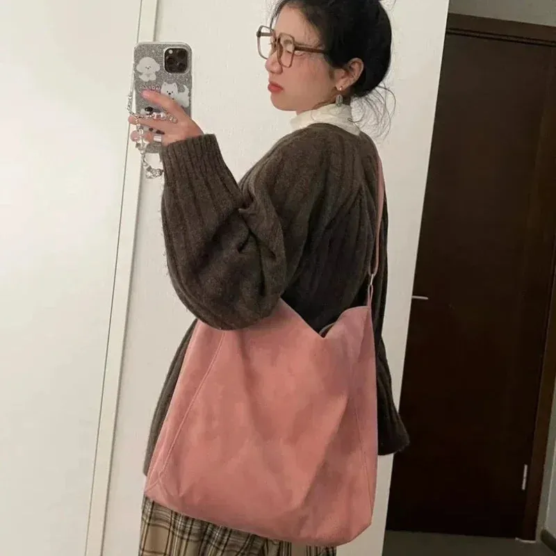 UAKISS  -  Korean High-capacity Shoulder Handbags Casual All Match Soft Leather Women's Underarm Bag Y2k Aesthetic Grunge Vintage Tote Bags