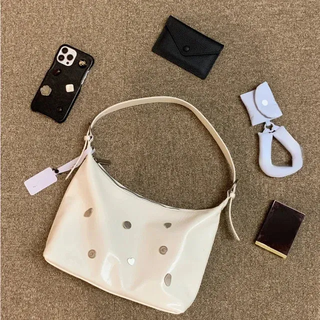 UAKISS  -  Soft Leather Women Casual Streetwear Underarm Bag Japanese Y2k Sweet Handbags Luxury Office Lady Trendy Shoulder Crossbody Bags