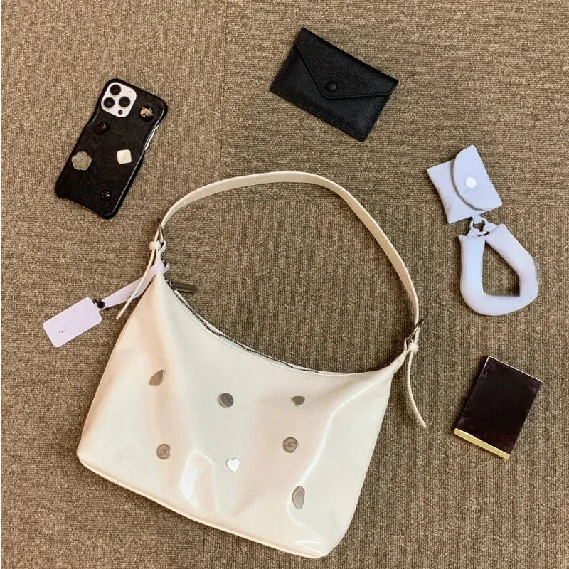 UAKISS  -  Soft Leather Women Casual Streetwear Underarm Bag Japanese Y2k Sweet Handbags Luxury Office Lady Trendy Shoulder Crossbody Bags