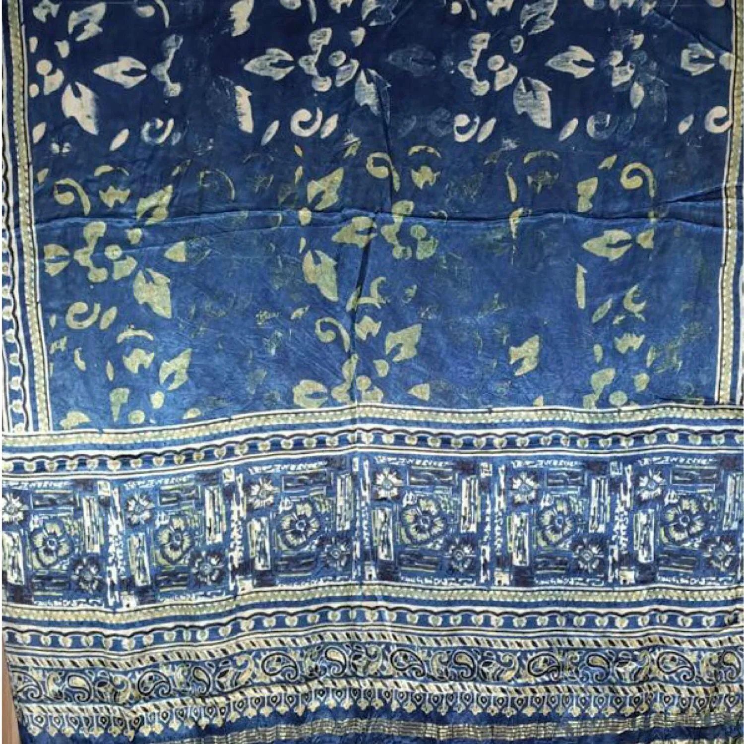 Varini Zari Border Ajrakh Dupatta | Modal Silk | Hand-Crafted | Indigo Blue | Elegant
