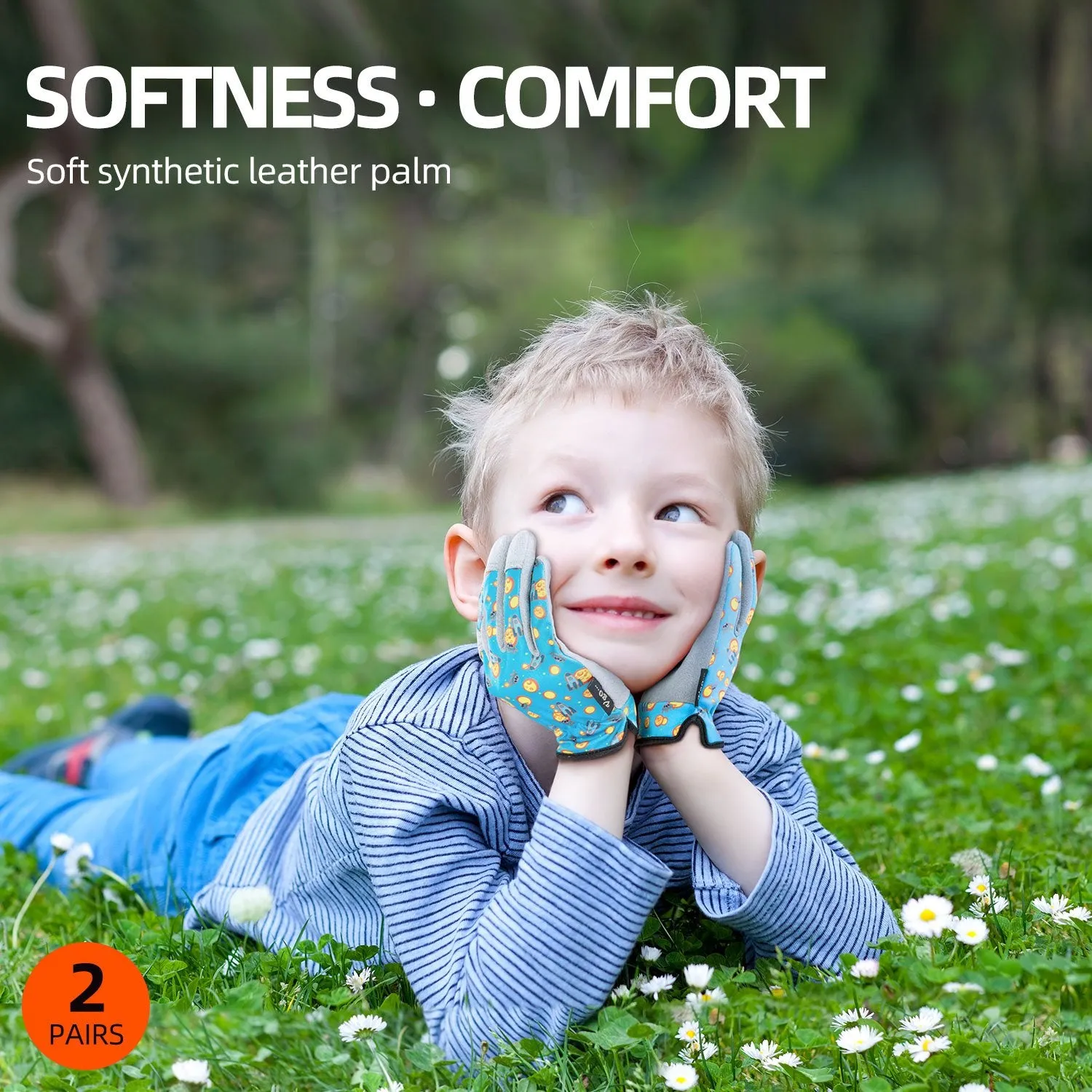 Vgo 2Pairs 4-5 Years Old Kids Gardening Working DIY Gloves(2 Colors,KID-MF3561)