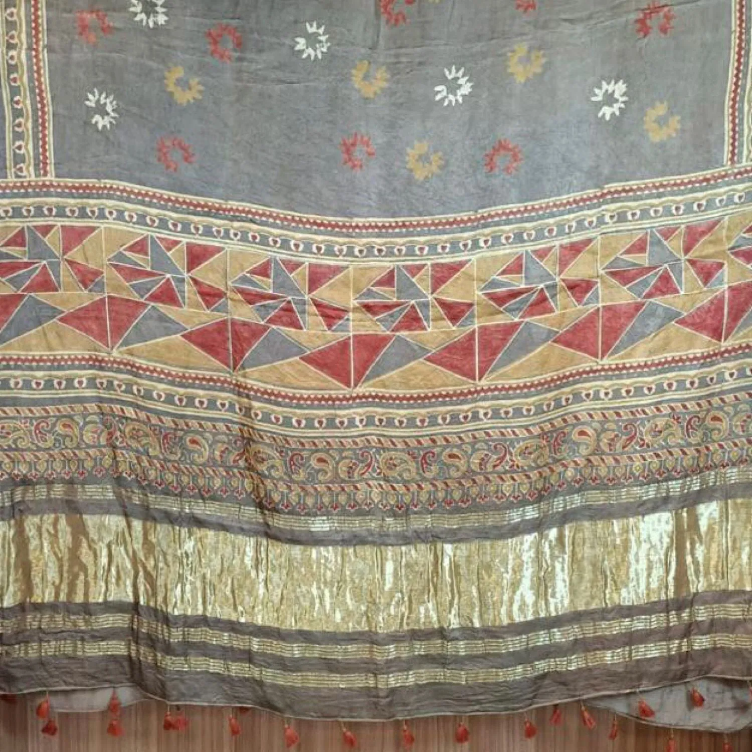 Yahvi Zari Border Ajrakh Dupatta | Modal Silk | Hand-Crafted | Elegant & Graceful